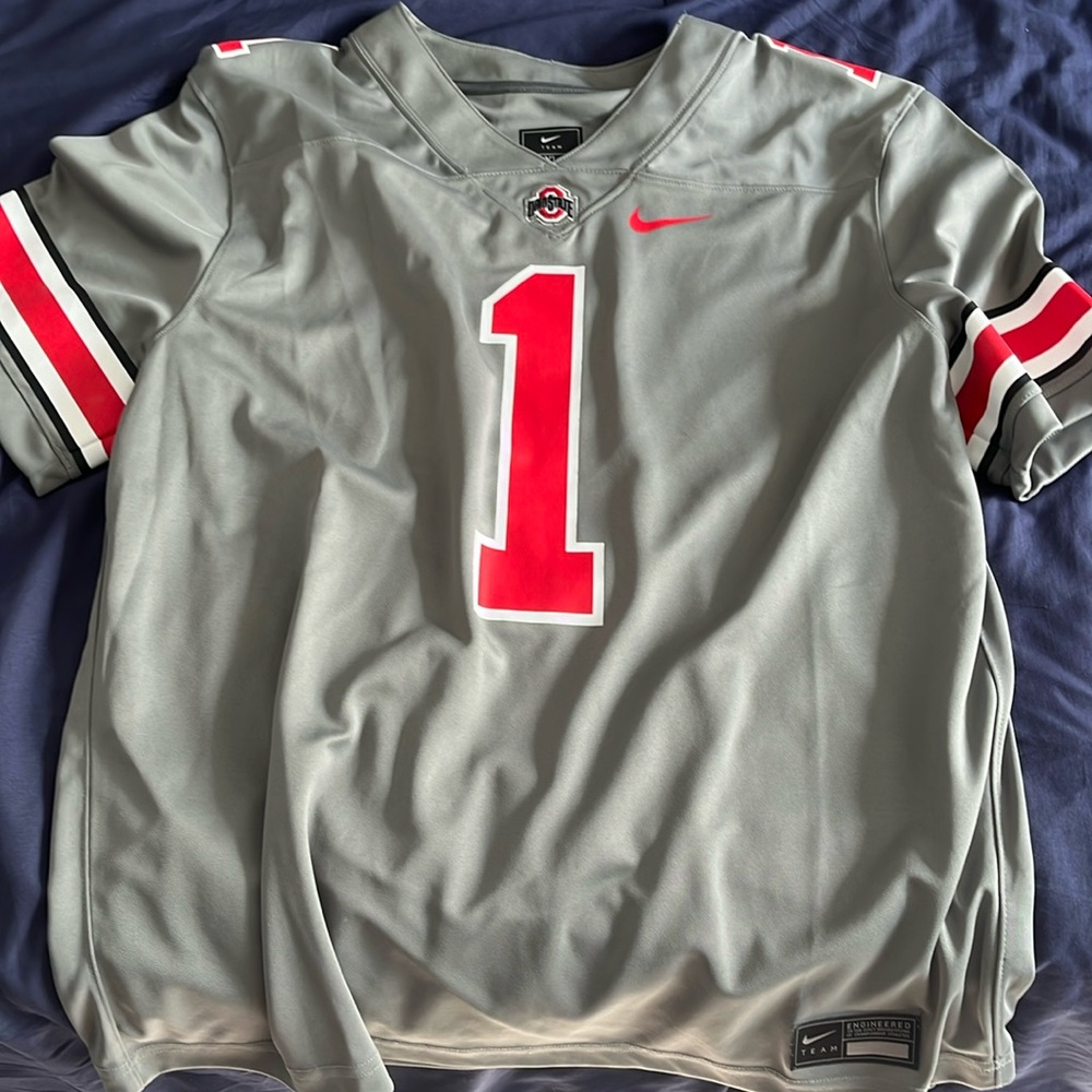 Ohio State Buckeyes Gray Football Game Jersey